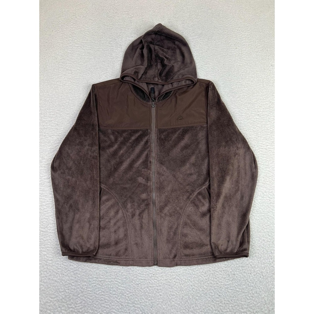 Snozu Jacket Womens Large Brown Fleece Full Zip Hooded Outdoor Hiking Casual